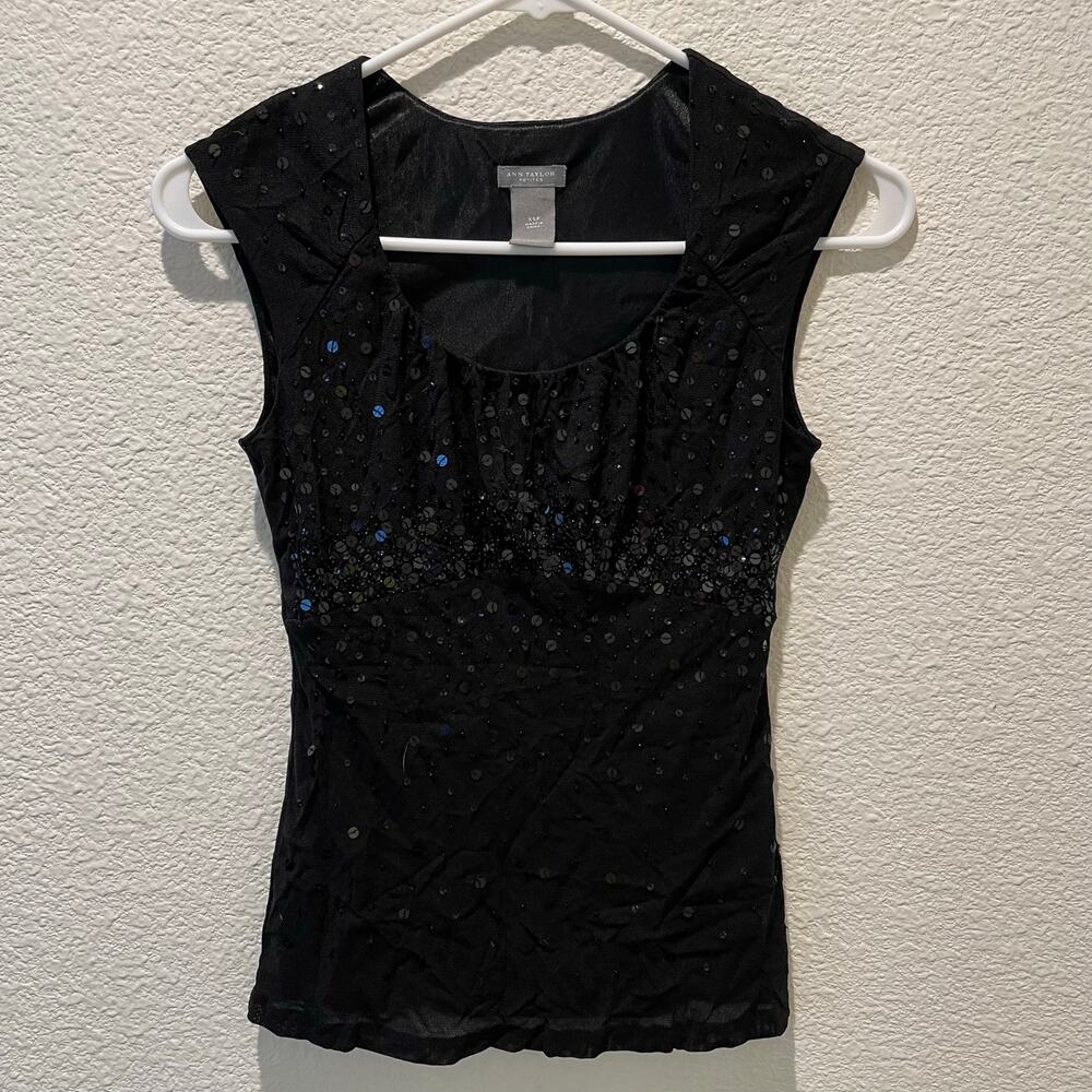 Ann Taylor Sleeveless Sequin Shirt, Size XS Petite, Excellent Used Condition